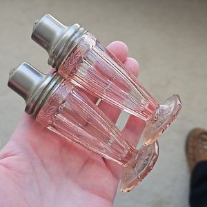 Vintage "Adam" Pattern Salt and Pepper Shakers Jeanette Glass Co. Perfect